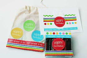SRM Stickers Blog - Birthday Gift Set by Yvonne - #muslin #bag #clear box #birthday #stickers #borders #card
