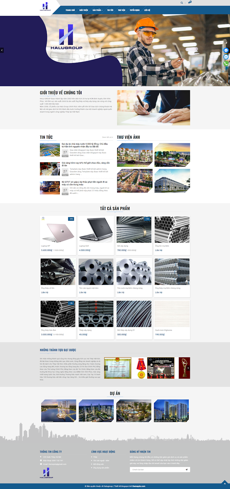 Template blogspot vật liệu xây dựng, giới thiệu công ty