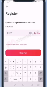 redotpay Register Get code sms