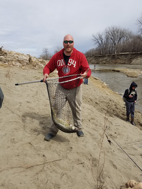 North Dakota Record Walleye caught in April of 2019 by Tom Volk in the Heart River in Mandan North Dakota.