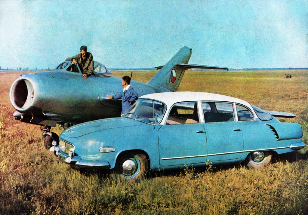 Another Tatra 603 and Mig 15 I guess this is same car and same airplane as