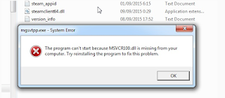 Cara mengatasi Error MSVCR100.dllpada game PC Metal Gear Ground : Phantom