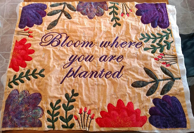 Floral frame applique quilt using Island Batik fabrics