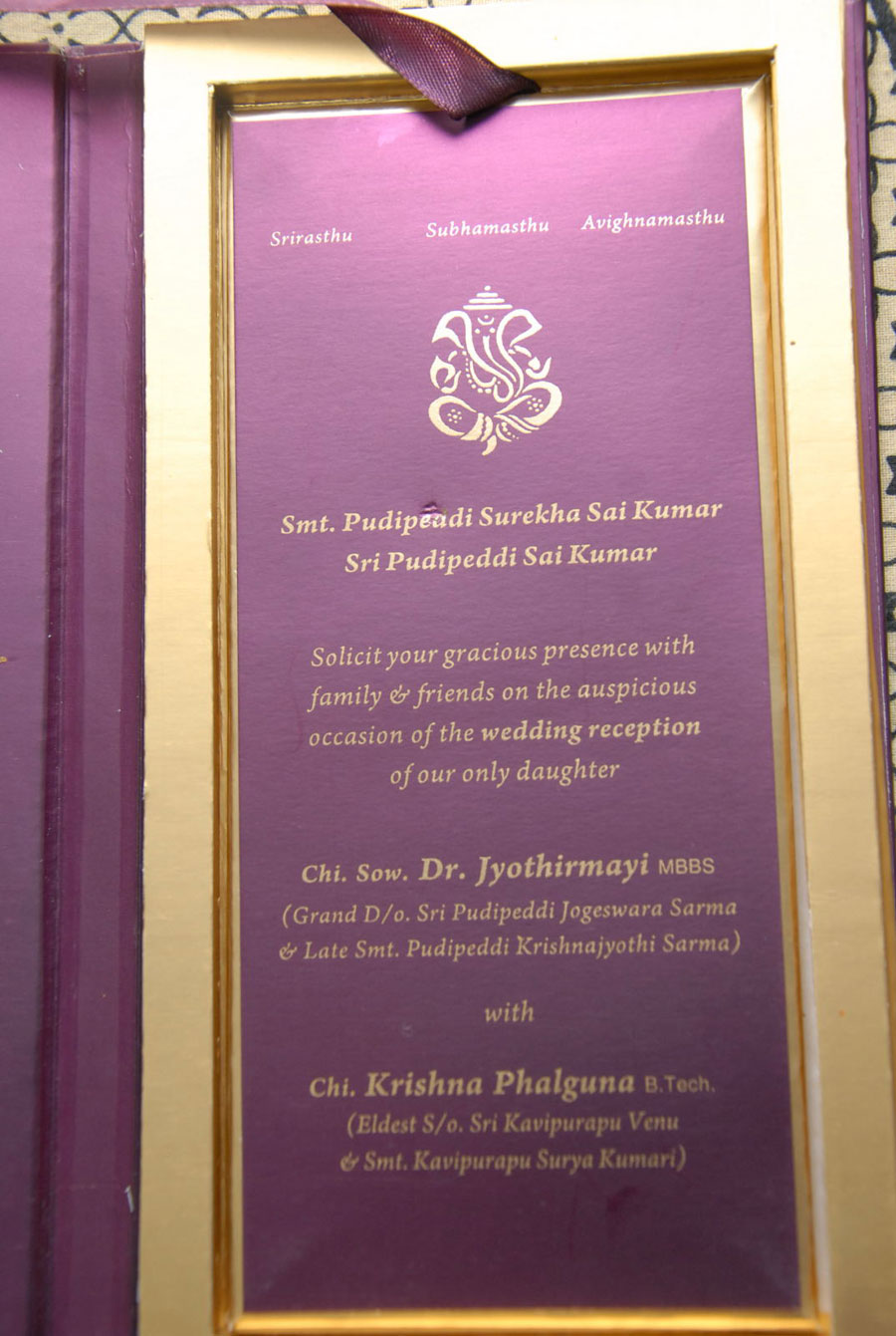 Sai Kumar Daughter's Wedding Invitation card