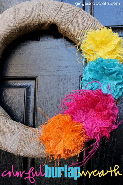 600 colorful burlap wreath at GingerSnapCrafts.com #burlap #wreath