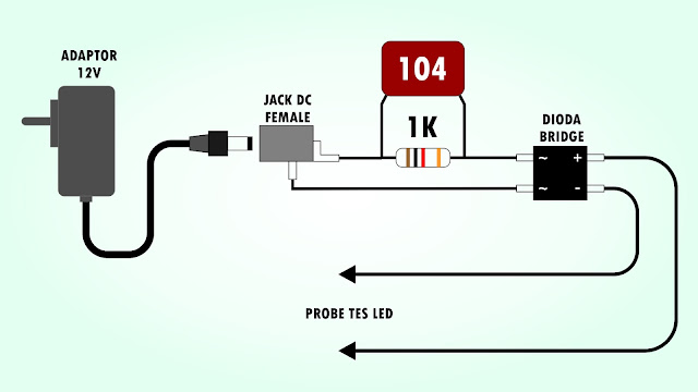 skema alat tes lampu led auto volt