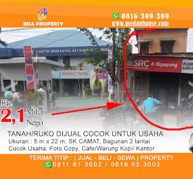 dijual tanah Ruko ukuran 5 x 22 di jl.Gatot Subroto Samping Kantor Imigrasi Kelas I Medan <del>Rp 2,5 Miliar </del> <price>Rp. 2,1 Miliar (nego) </price> <code>eklusiflistingrukogatsu#910</code>