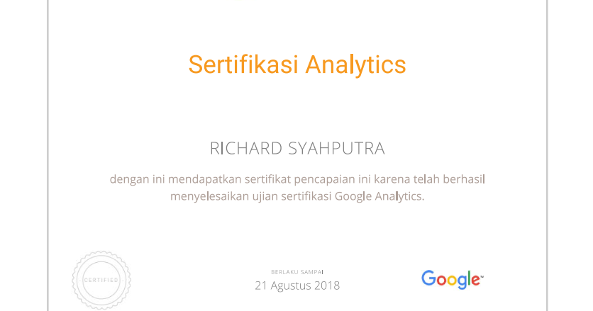 Cara mendapatkan sertifikat Google Analytics 2017 ~ Padang 