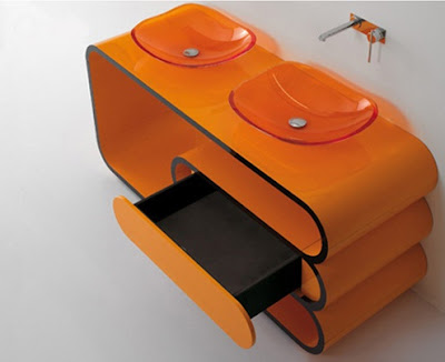 tocador baño naranja