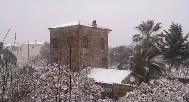 Ξύπνησε στα «λευκά» η Μυτιλήνη - Σφοδρή η χιονόπτωση σε όλο το νησί