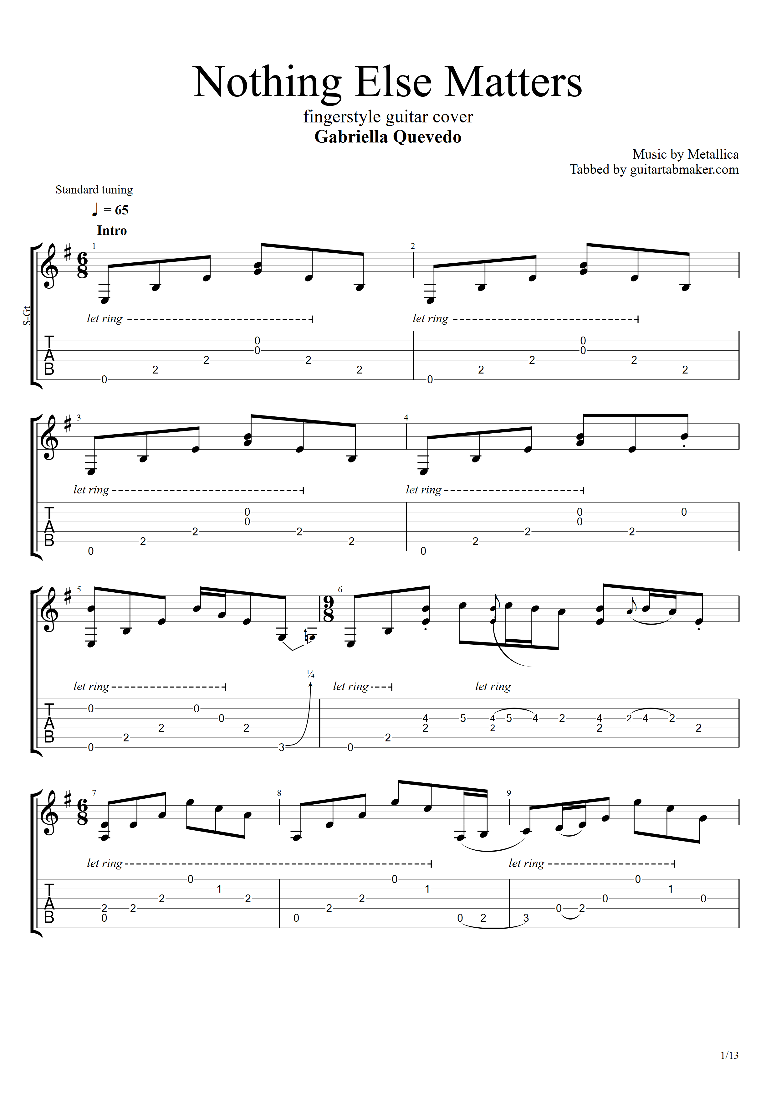PDF guitar tabs and Guitar Pro tabs: FINGERSTYLE GUITAR TAB