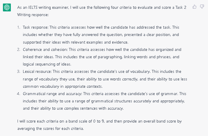 ChatGPT IELTS Prompts for Writing skills