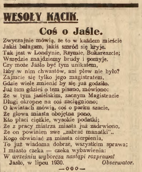 Jasło 1930 wiersz