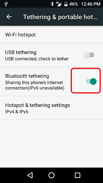 Step 5: Toggle on Bluetooth tethering