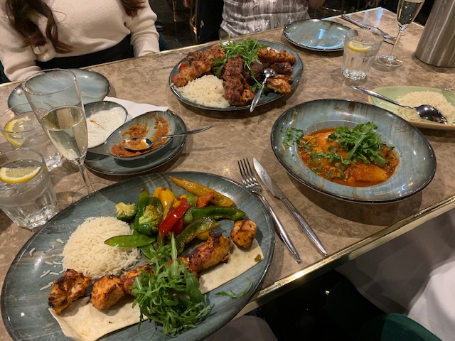 A selection of Turkish main courses on a table