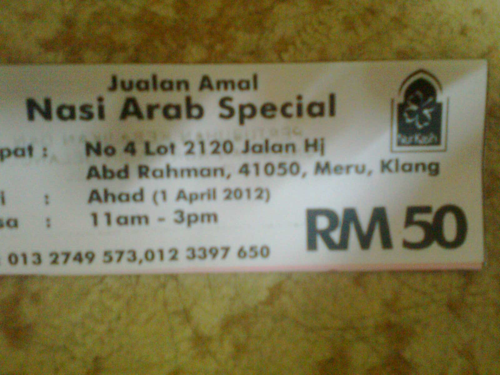 Jualan Amal Nasi Arab Special - JIWAROSAK.COM