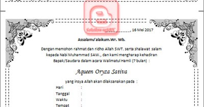 Contoh Undangan Walimatul Hamli File MS Word A4 1L 01 