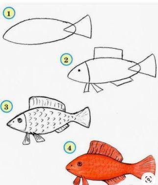 Paso a paso dibujar peces facil - How to draw a fish step by step - Como dibujar un Pez - как нарисовать рыбу