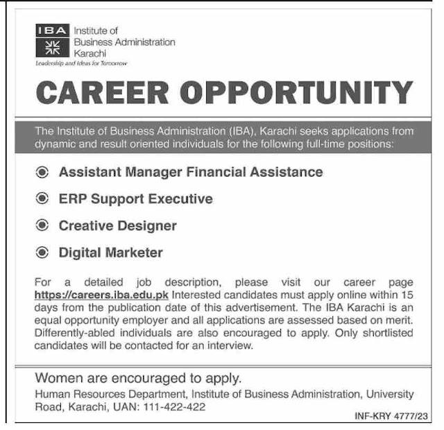 Latest Institute of Business Administration Jobs in Karachi 2024