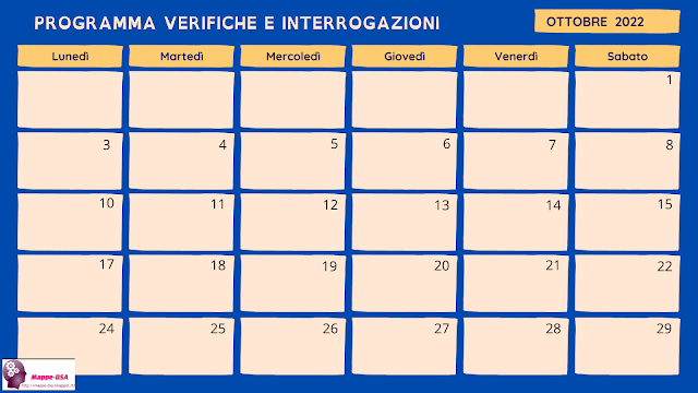 Calendario ottobre 2022