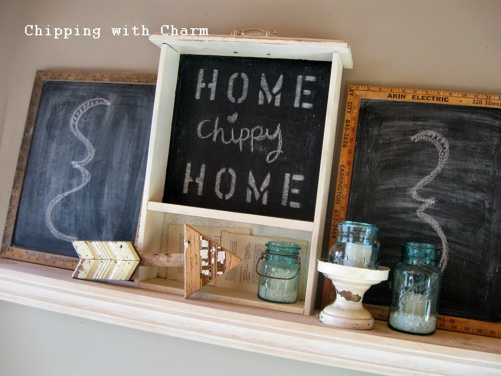 Chipping with Charm: Simple Winter Mantel 2015...http://chippingwithcharm.blogspot.com/