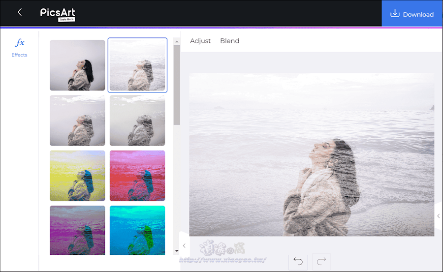 Picsart 網頁版百種濾鏡效果