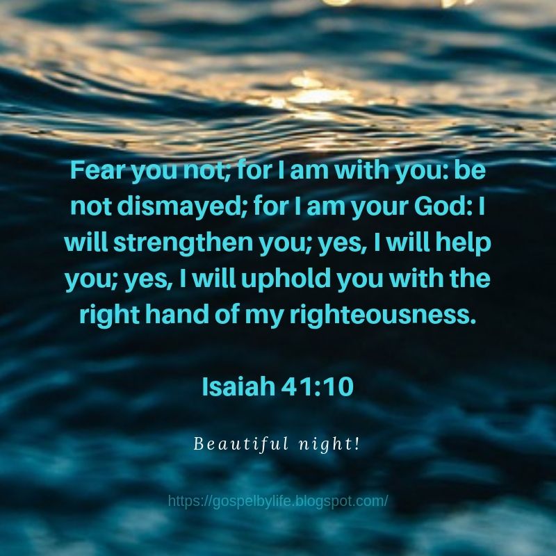 Image with good night gospel verse - Isaiah 41.10