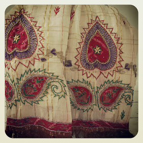 ByHaafner, embroidery, bringing travel home, thrifted, vintage, sari, India