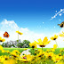 yellow flowers and butterflies spring wallpaper border 