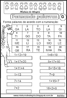 Formar palavras com sílabas numeradas G