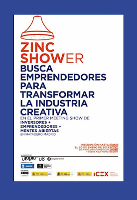 Imagen 01. labrujulazularte 2012/12/19. Montaje gráfico para el cartel del evento ZINC SHOWER 2013, para Industrias Culturales y Creativas.