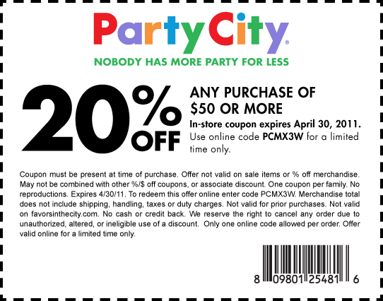 party city printable coupons 2011. Click HERE for Printable