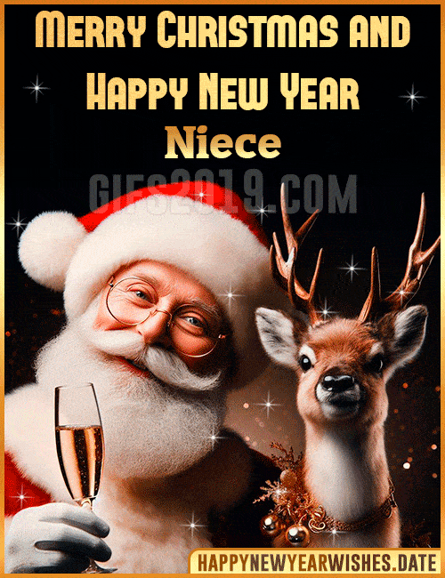 Christmas Happy New Year Santa Claus gif for Niece