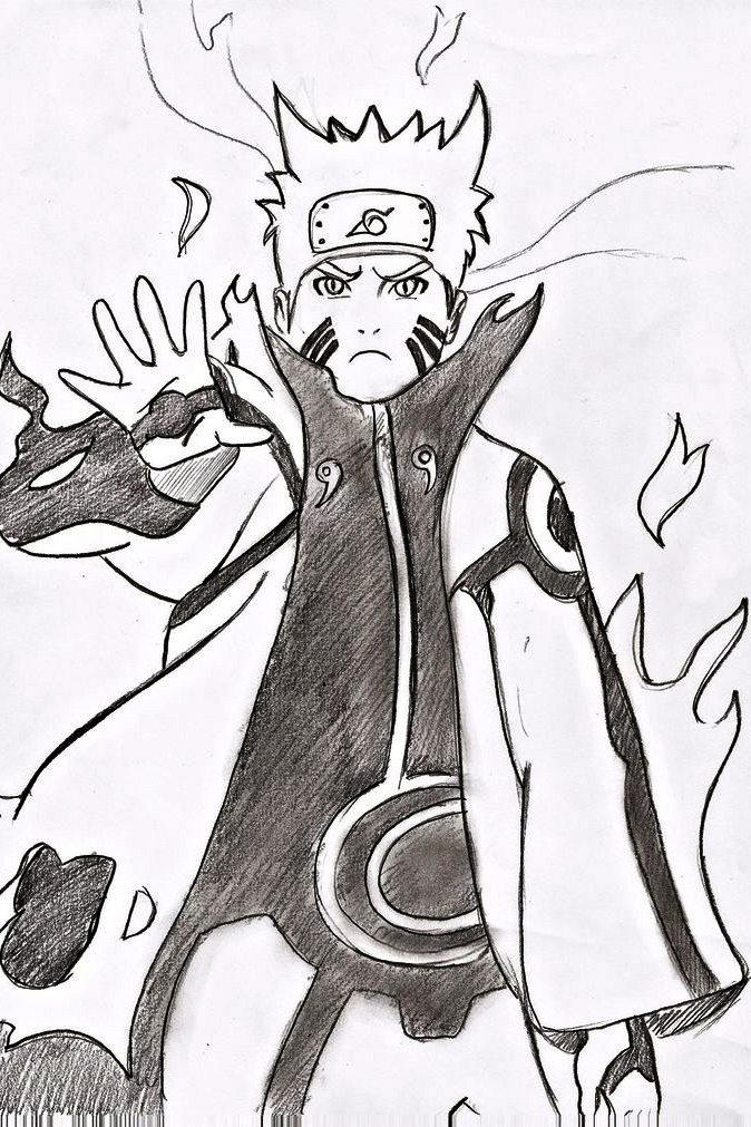 Lembar Mewarnai Sketsa dan Gambar Ilustrasi Naruto Uzumaki 