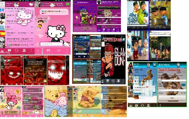  BBM+ Master Mod tema kartun anime spongebob hello kitty naruto wini the pooh marsha and the bear ice age upin ipin doraemon versi 2 terbaru