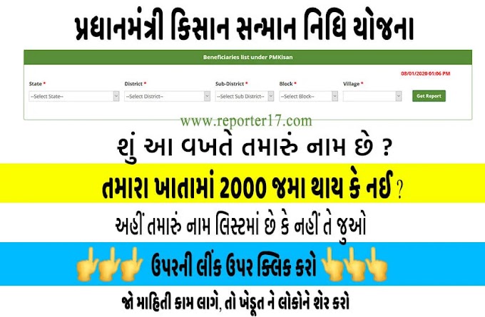 Government News : પ્રધાનમંત્રી કિસાન સન્માન નિધિ યોજના નવી યાદી 2020