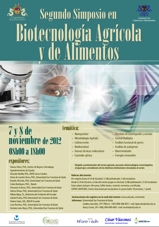 II Simposio de Biotecnología Agrícola y de Alimentos, 7 y 8 de noviembre, Teatro Calderón de la Barca