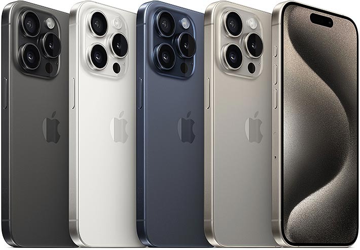 Apple iPhone 15 Pro colours (International model).