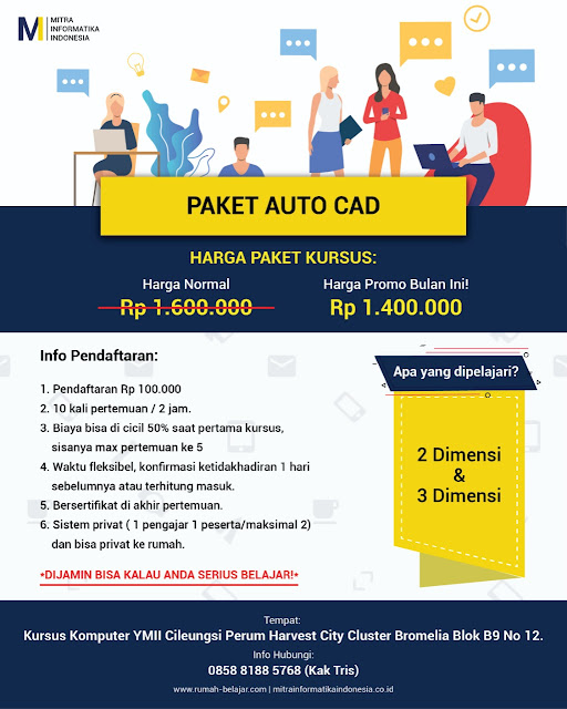 tempat kursus autocad terdekat dan termurah di Cileungsi, Cikarang, Bekasi, Gunung Putri, Cibubur, Setu, Jonggol