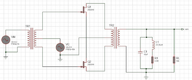 AM modulator design with Two JFET transistors