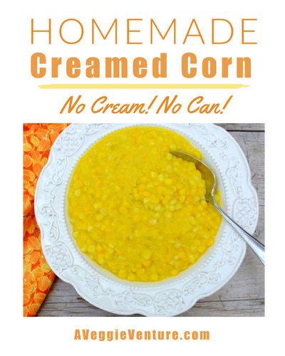 Homemade Creamed Corn, a simple, healthy makeover ♥ AVeggieVenture.com. No cream! No can!