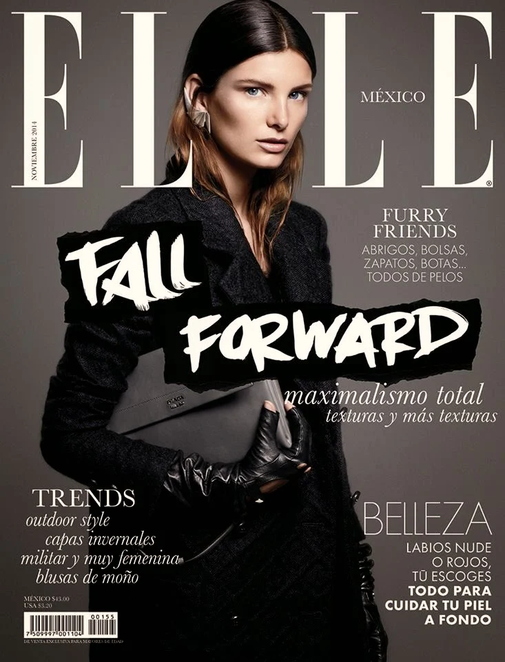 Ava Smith flaunts an all black Fall look for Elle Mexico's November 2014 cover