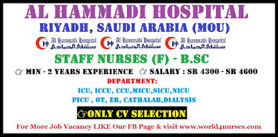 URGENT REQUIREMENT FOR AL HAMMADI HOSPITAL ,RIYADH. SAUDI ARABIA (MOU)