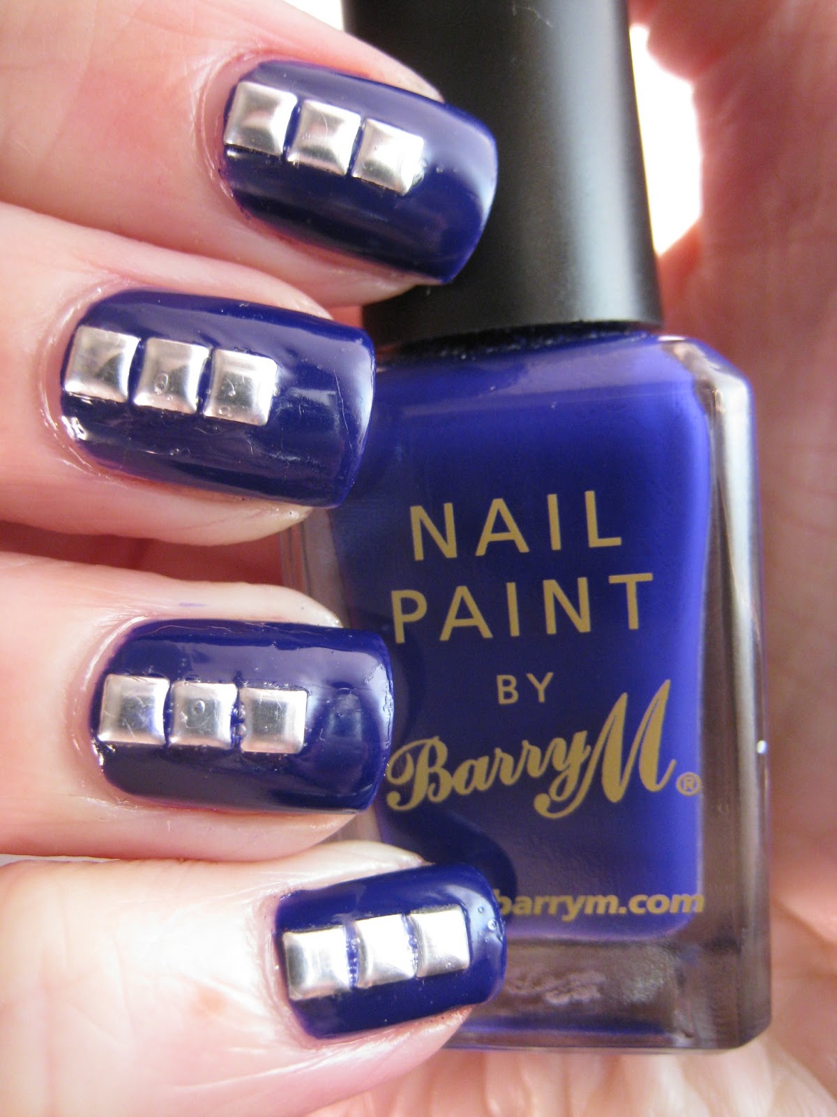 Naily perfect: Barry M Indigo with silver studs!
