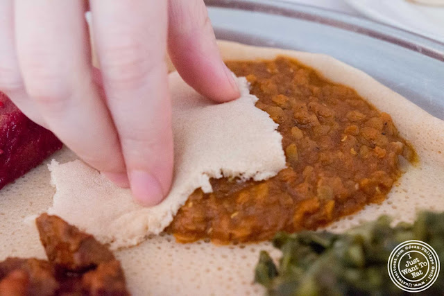 image of Injera bread at Awash Ethiopian restaurant in Brooklyn, New York