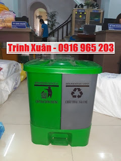 thùng rác đạp chân 2 ngăn nhựa hdpe