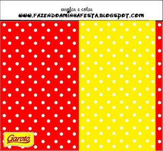 Red, Yellow and Withe Polka Dots Free Printable  Labels.