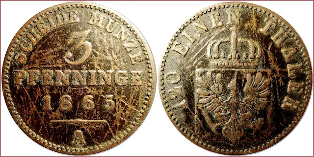 3 pfenninge, 1865: Kingdom of Prussia