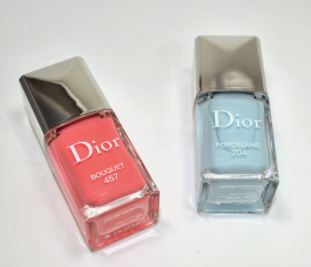 Dior Vernis #204 Porcelaine and #457 Bouquet from Trianon Collection for Spring 2014, Swatch & Comparison