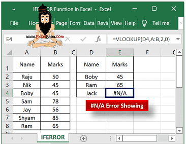 Example of Error in Excel